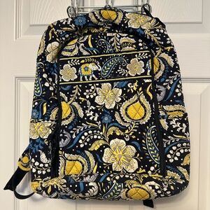 Vera Bradley Quilted Floral Paisley Backpack - Navy, Yellow, Blue